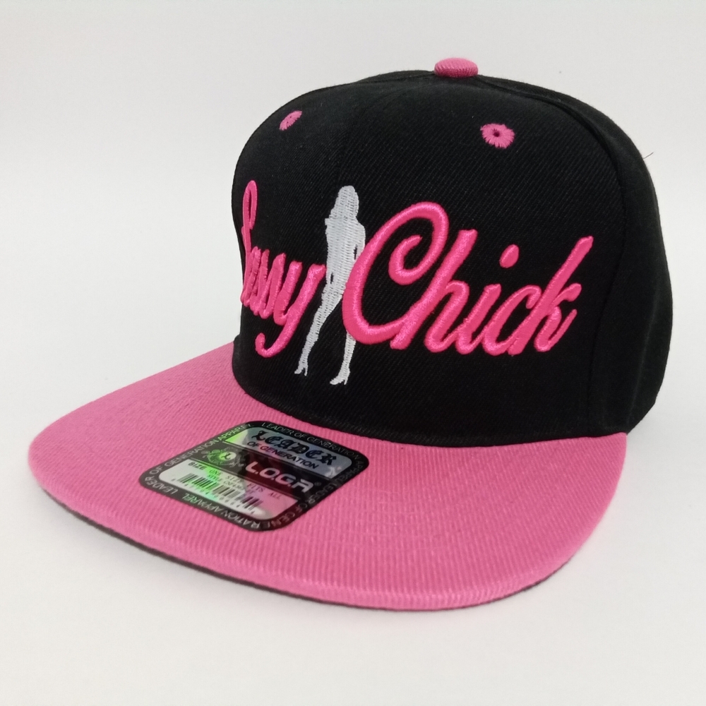 Sassy Chicks Embroidered Snap Back Hat Black & Pink Ball Flat Bill Cap Hip-Hop